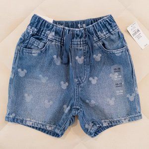 GAP NWT 12-18m Disney Mickey Mouse Denim Shorts